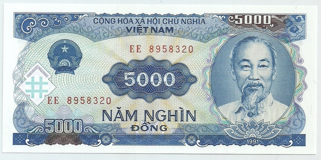 Wietnam, 5000 dongów, 1991