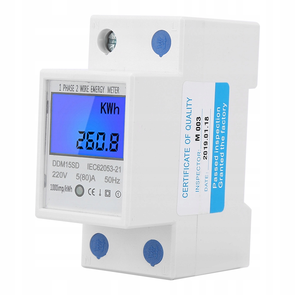 LICZNIK 1-FAZOWY PODLICZNIK ENERGII PRĄDU 5(80)A 220V/230V