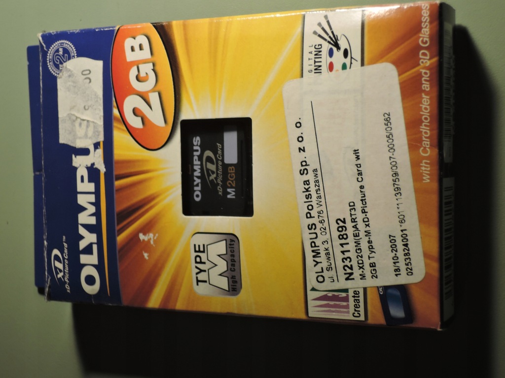 Karta Olympus xD 2 GB pudełko okulary - 7882699630 - oficjalne archiwum  Allegro