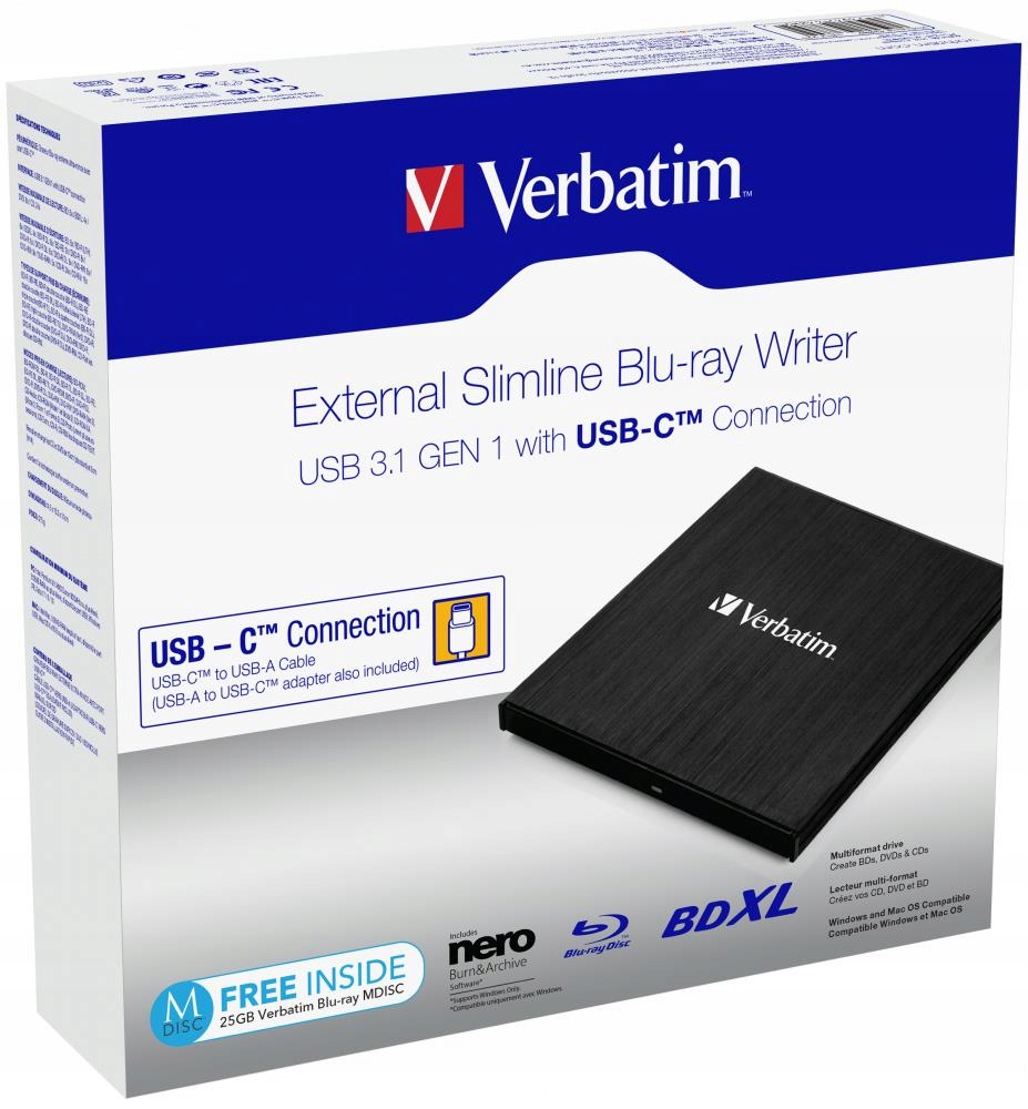 Купить ВНЕШНИЙ ПРИВОД VERBATIM BLU-RAY X4 USB-C 3.1 438: отзывы, фото, характеристики в интерне-магазине Aredi.ru