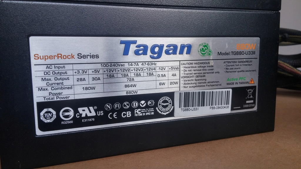 Zasilacz ATX Tagan SuperRock TG880-U33II 880W