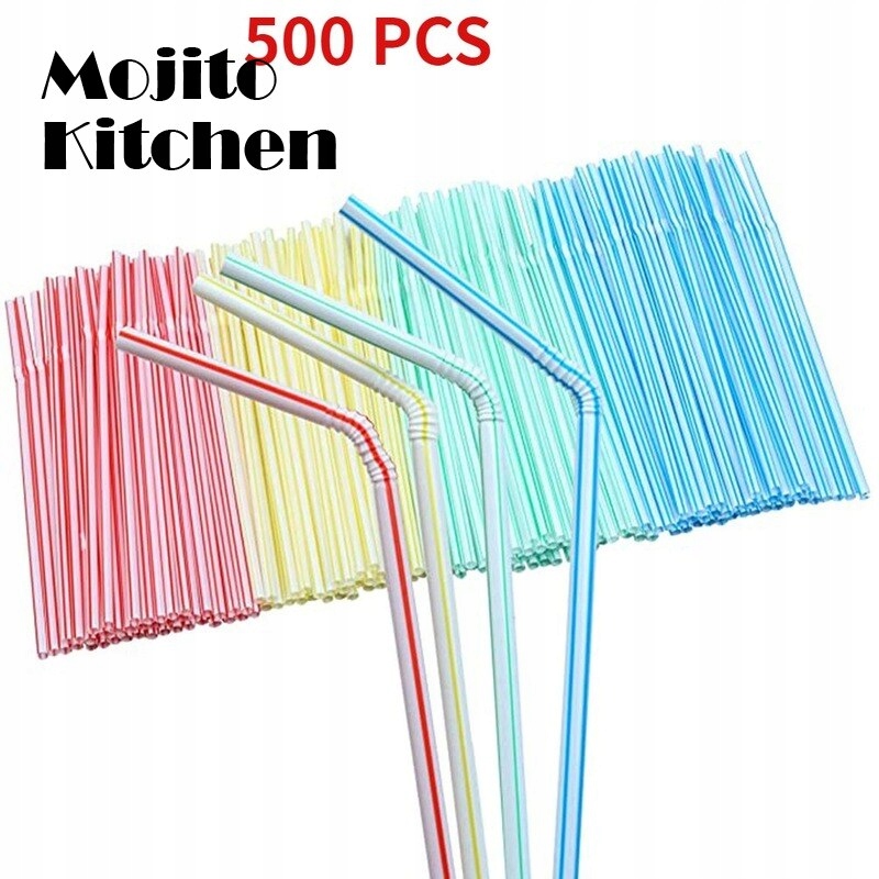 500 Pcs Disposable Plastic Drinking Straws