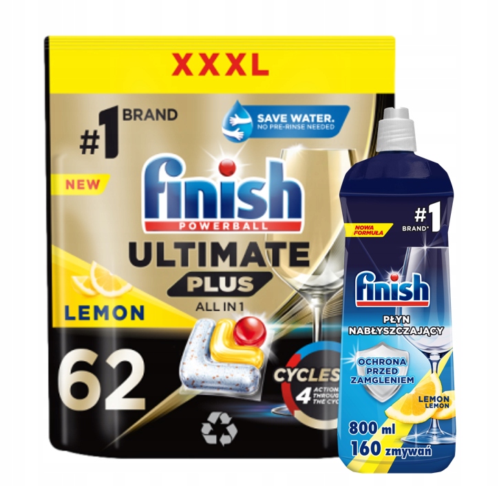 FINISH do zmywarki Ultimate 62 lemon + płyn 0,8L