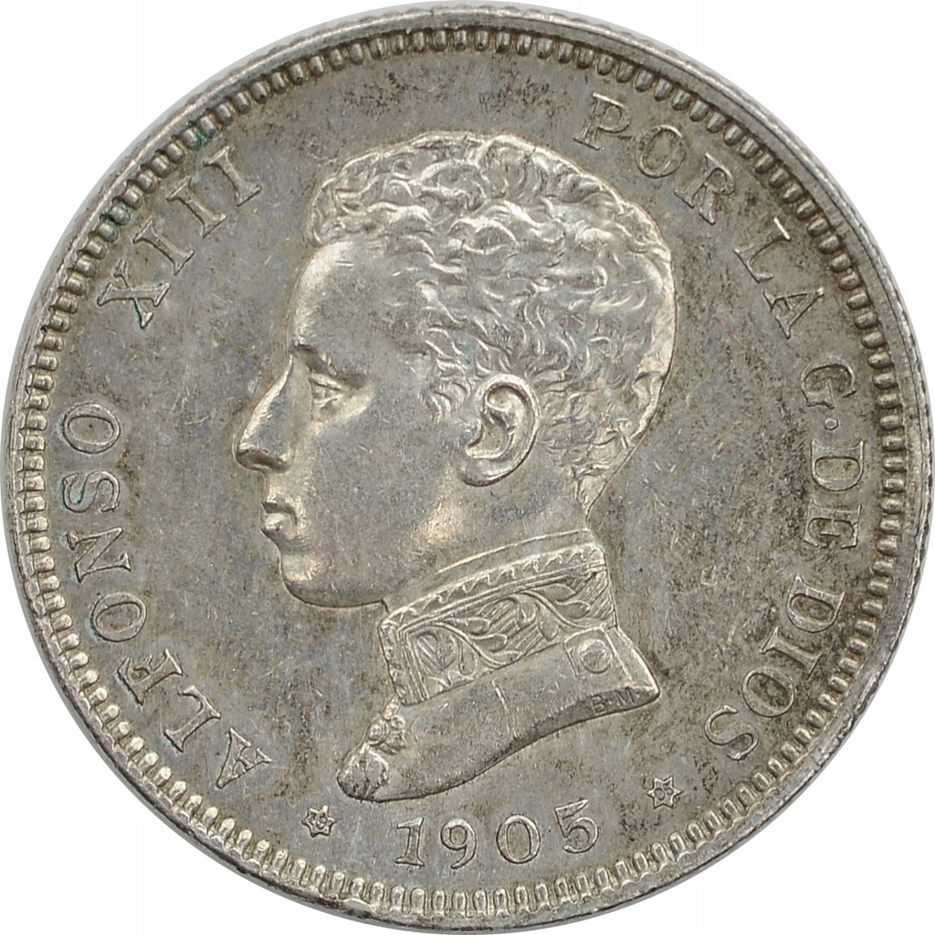 18.HISZPANIA, ALFONS XIII, 2 PESETY 1905 SM V - 13411289493 - oficjalne