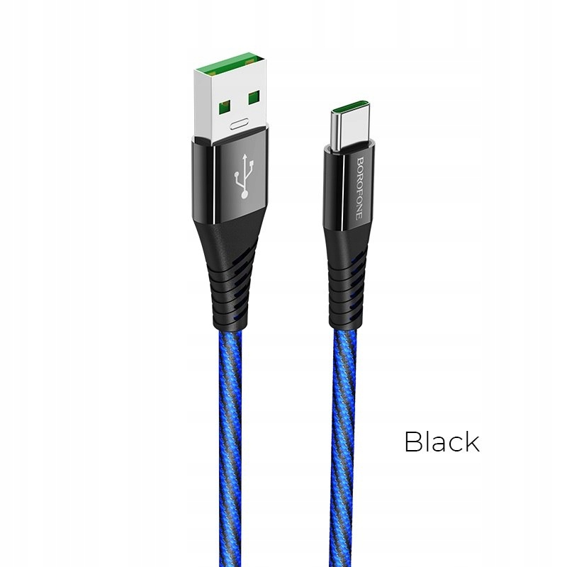Borofone - Kabel USB-A do USB-C 5A w oplocie + alu