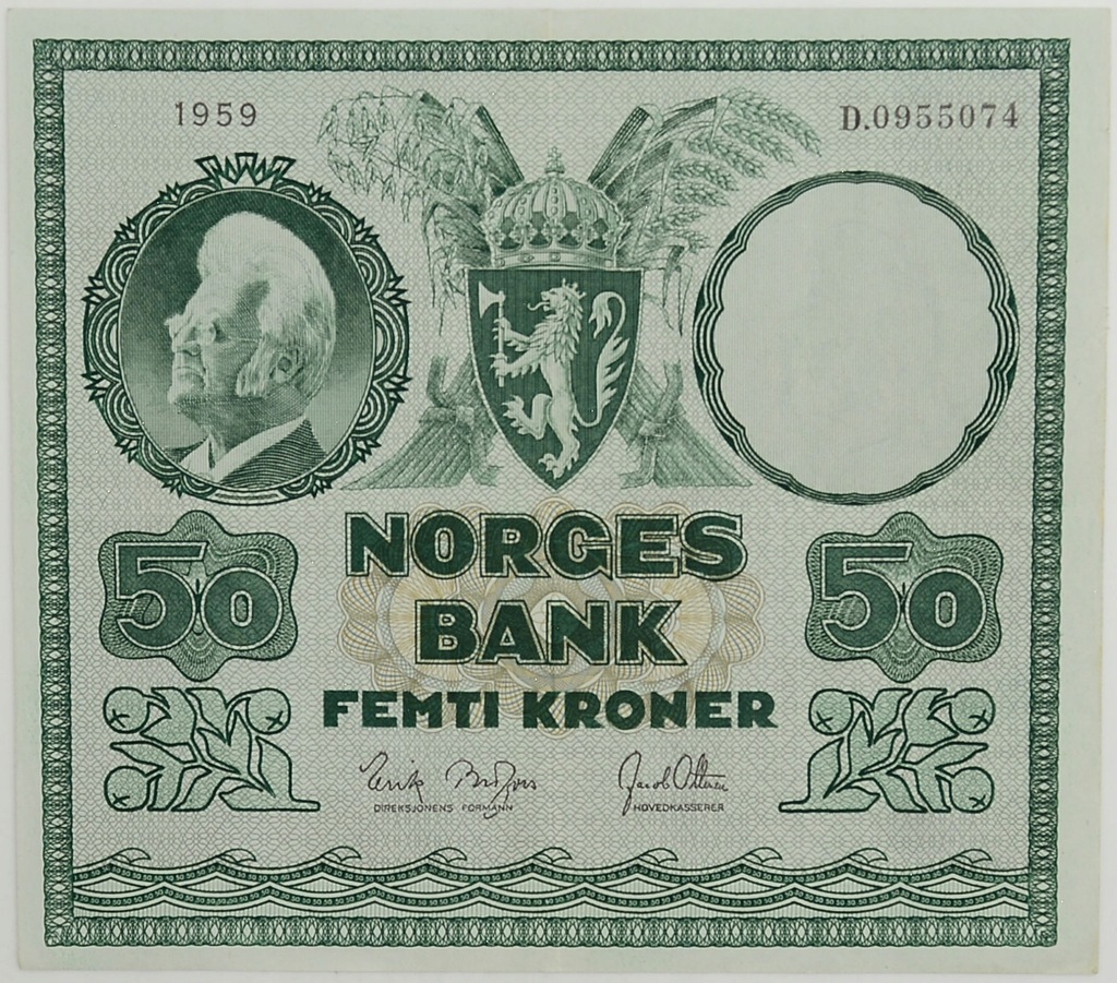 9.fu.Norwegia, 50 Koron 1959 rzadki, St.2/3+