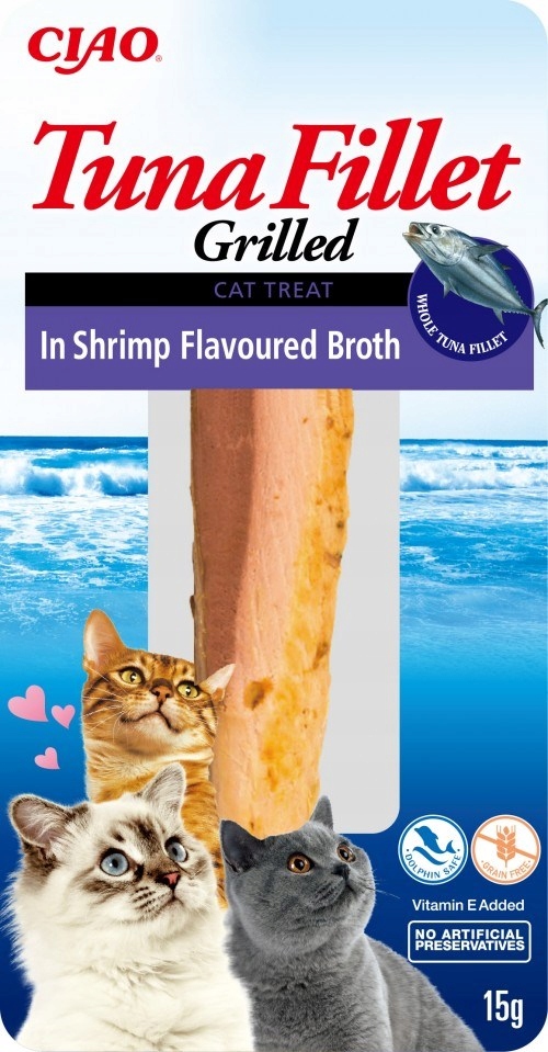 INABA Grilled Tuna Tuńczyk w bulionie o smaku krewetek - przysmak dla kota
