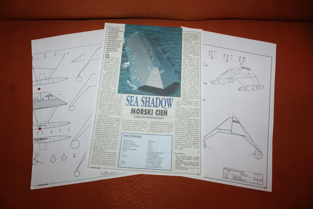 Sea Shadow Morski Cień Plany modelarskie Stan BDB