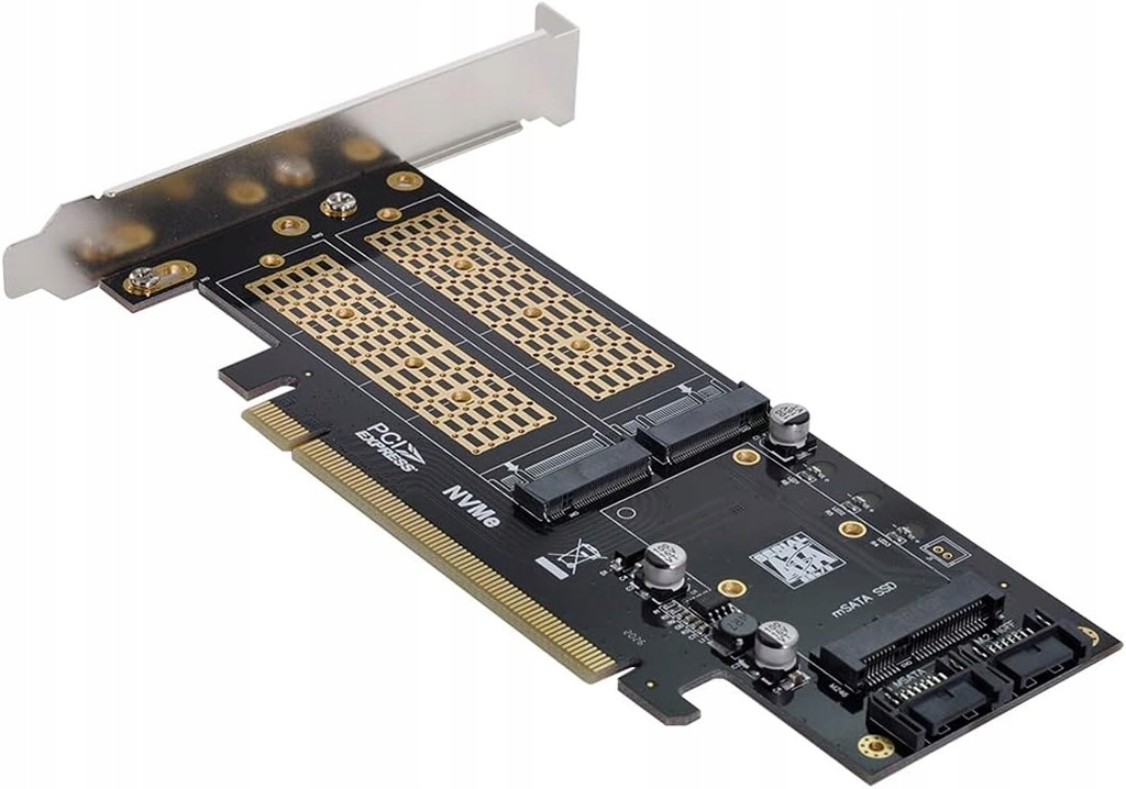 Adapter PCIe Dysków M.2 MSATA SSD NGFF NVME MSATA M-Key B/M-Key