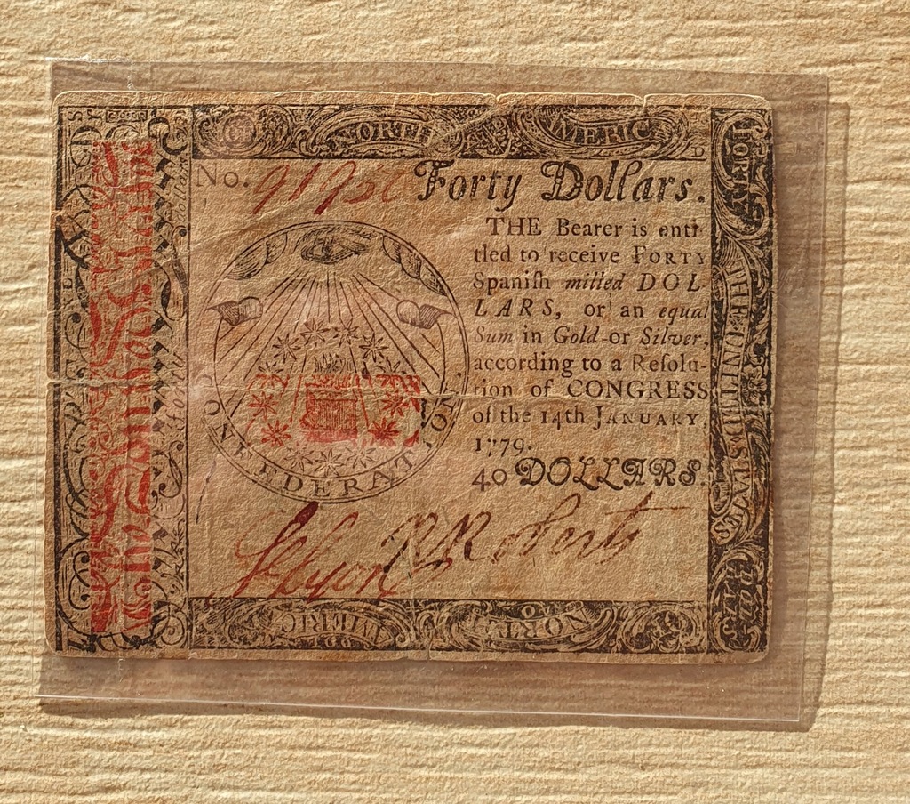 40 FORTY DOLLARS BANKNOT 1779r