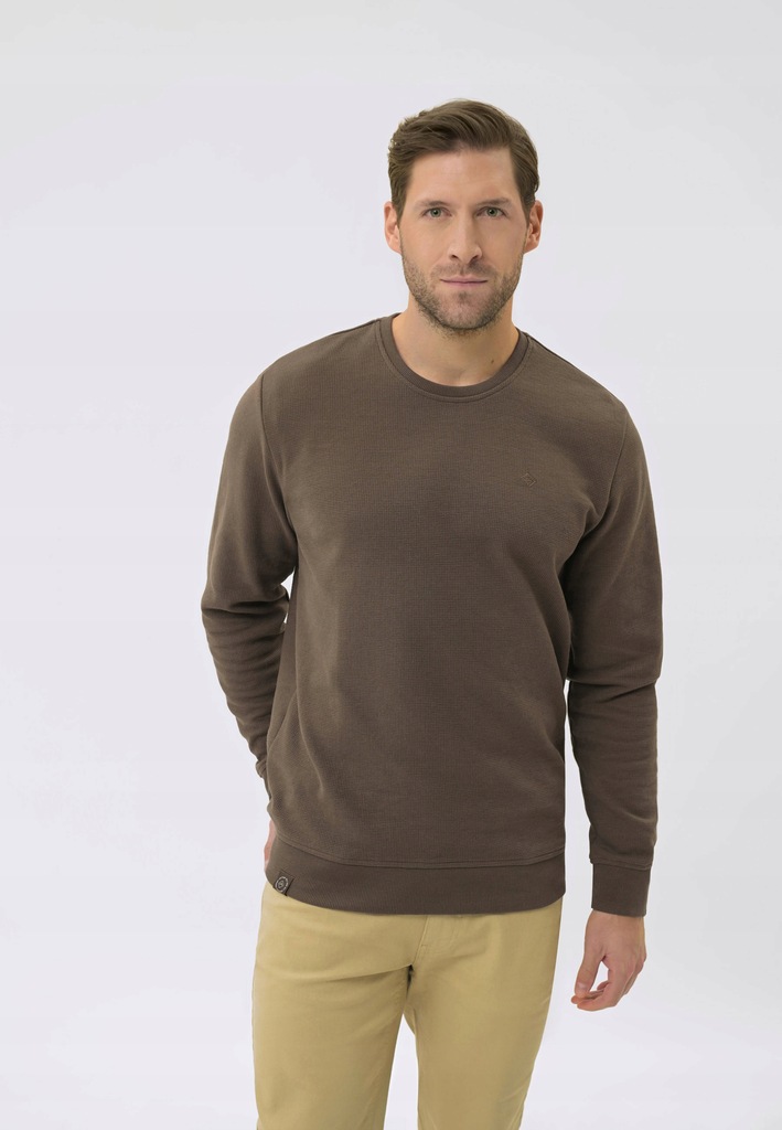 MĘSKA BLUZA BASIC BRĄZOWA BEZ KAPTURA VOLCANO B-TERRY XXL