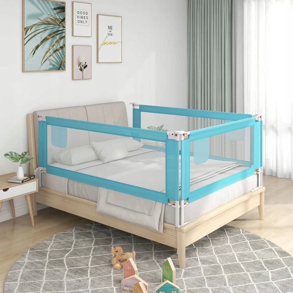 Barierka do łóżeczka dziecięcego, niebieska, 200x