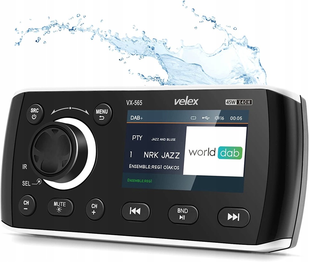 RADIO MARINE VELEX MP3 BT DAB+ DO ŁODZI JACHTU