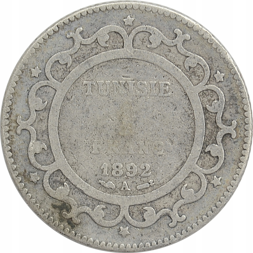 3.TUNEZJA, 1 FRANK 1892 A