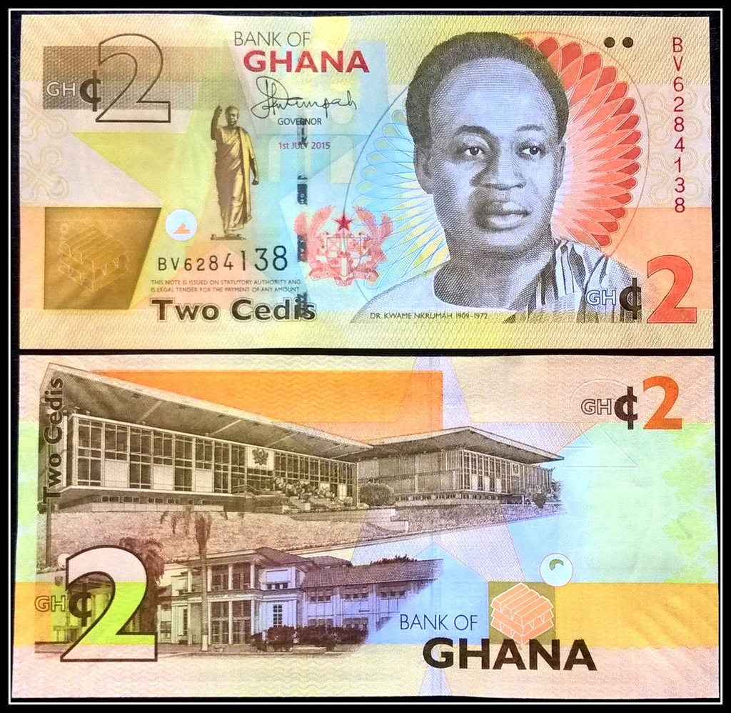 400. Banknot Ghana 2 cedis 2015r. UNC