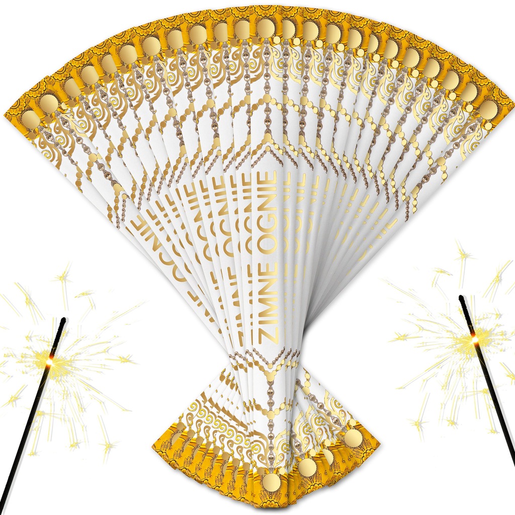 ELEGANCKIE DŁUGIE ZIMNE OGNIE WESELNE 70cm 140szt - GOLD EDITION OPAKOWANIA