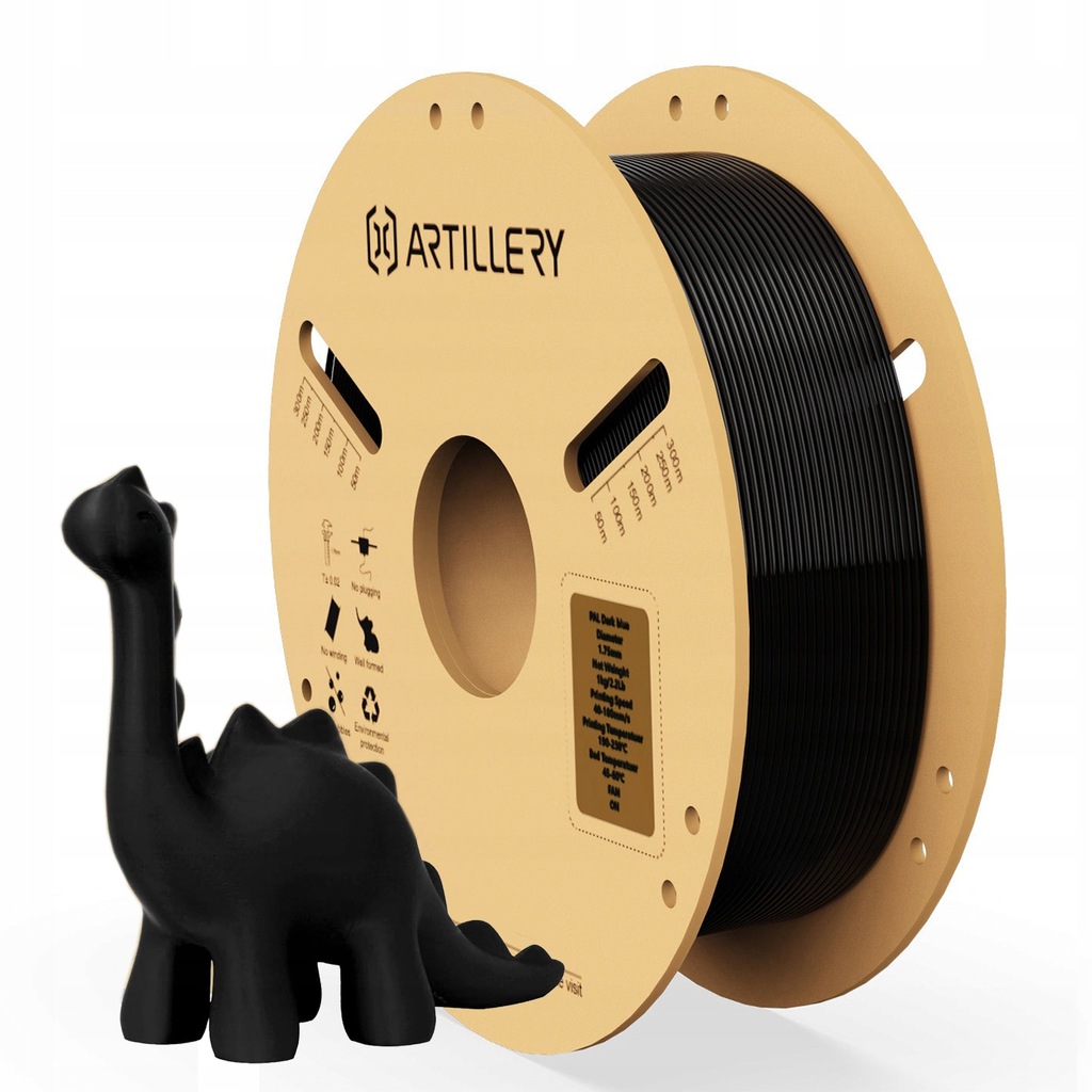 Filament PLA Artillery 1kg 1,75mm do drukarki 3D FDM Black Czarny 1000g