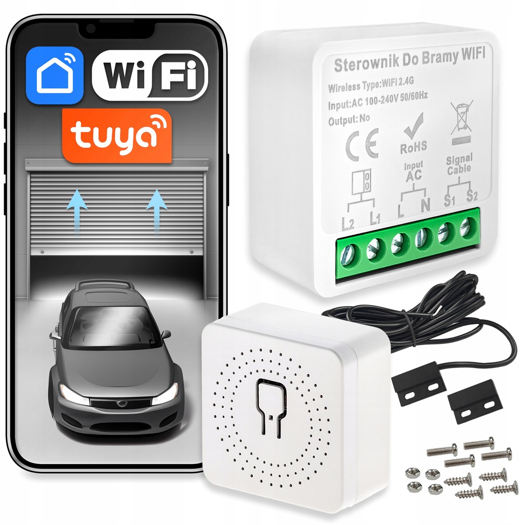 STEROWNIK DO BRAM WJAZDOWEJ ZDALNE OTWIERANIE MINI WIFI TUYA SMART+ CZUJNIK