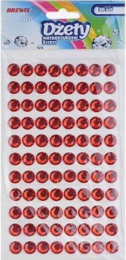 DŻETY KRYSZTAŁKI 8 mm SAMOPRZYLEPNE czerwone