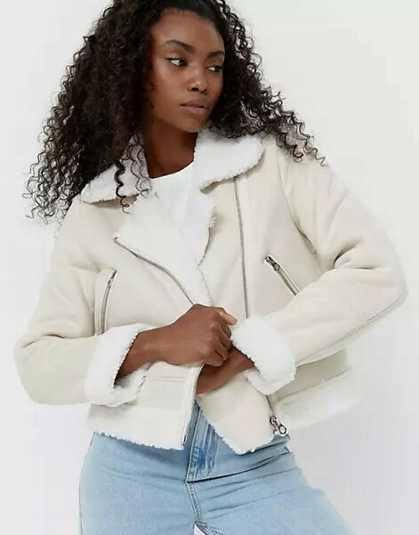 STRADIVARIUS KURTKA PILOTKA ECRU QVP NZ6__S