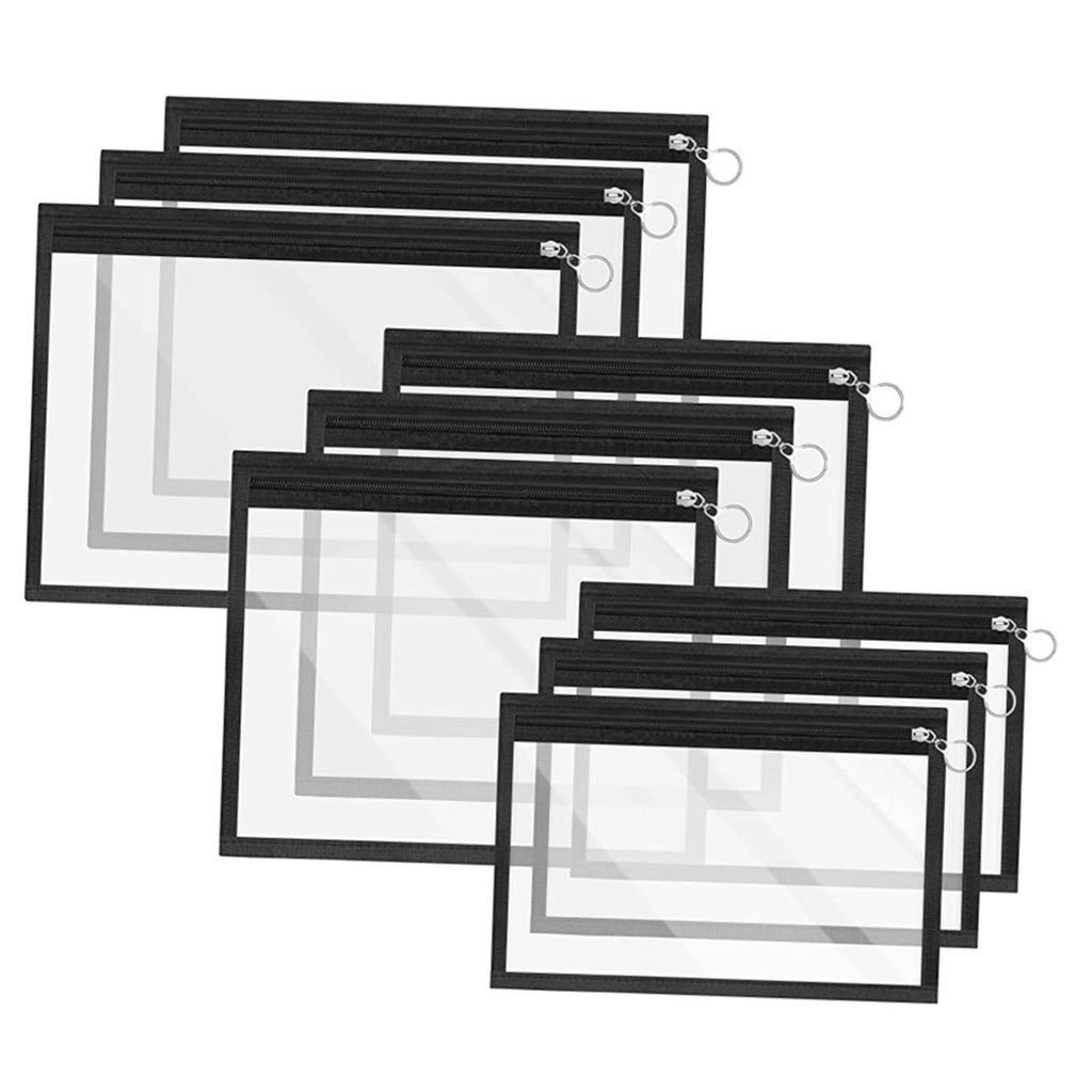 Zipper Pencil Pouches Bag 9 Pcs