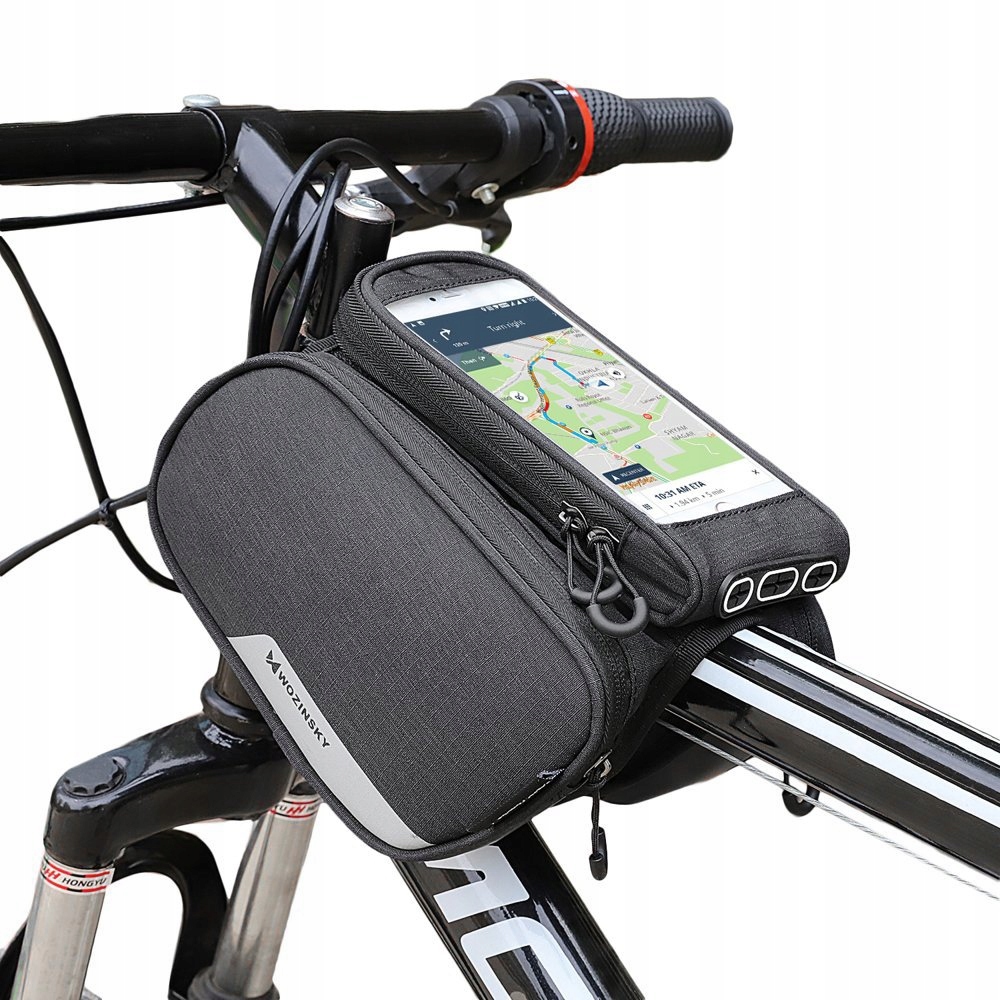 Torba rowerowa na ramę + odczepiany pokrowiec na telefon do 6.5" 1.5l czarn