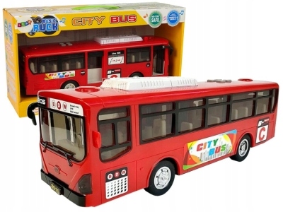 Autobus z napędem frykcyjnym Lean Toys muzyczny czerwony