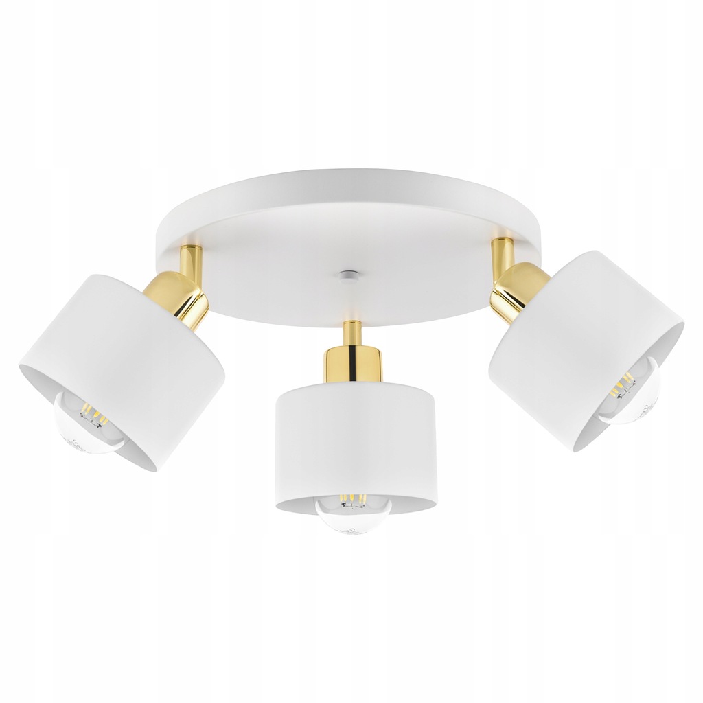 Lampa Sufitowa Wisząca Żyrandol Złota Biała Nowoczesna 3x E27 do salonu