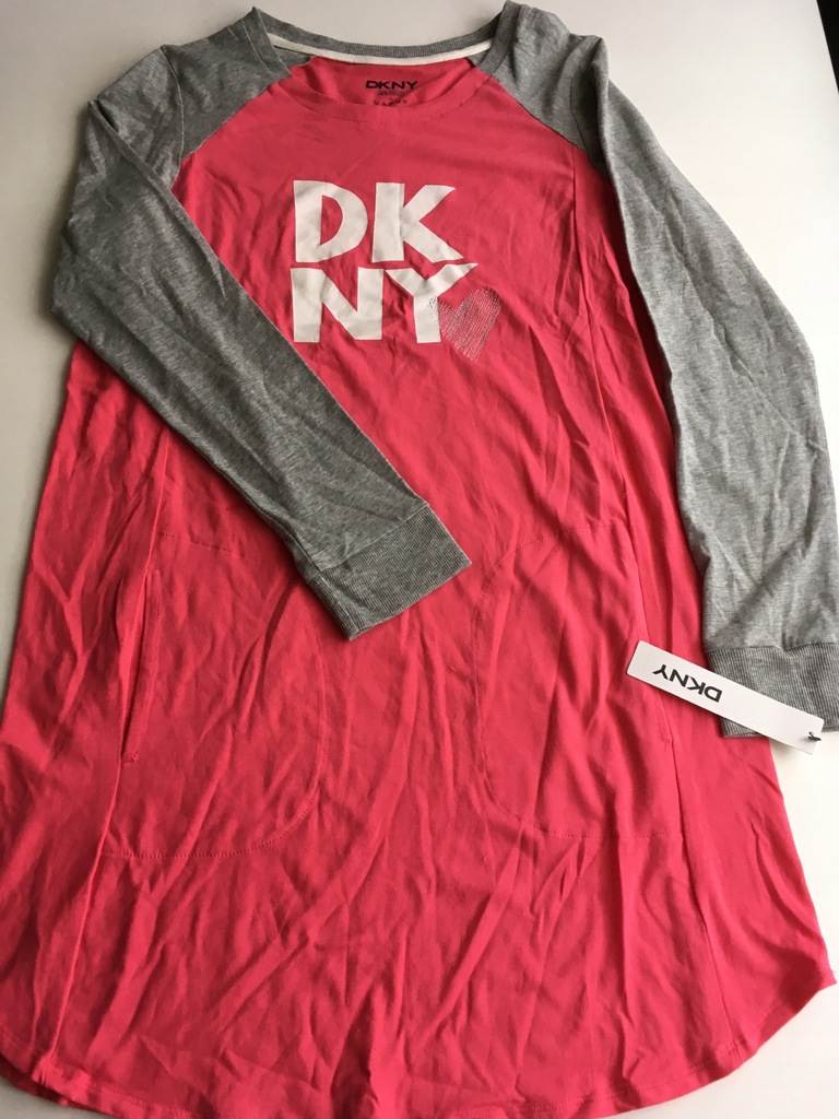 2 DKNY koszula koszulka nocna różowa logo S M