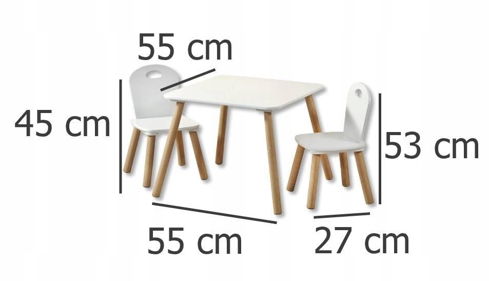 Zestaw mebli dla dzieci stolik + 2 krzesła biały