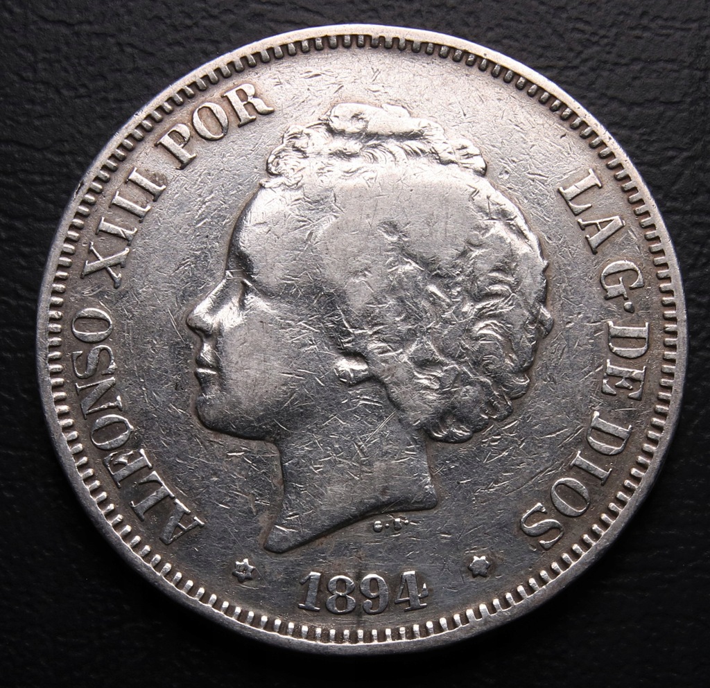 ANK HISZPANIA ALFONSO XIII 5 PESETAS 1894