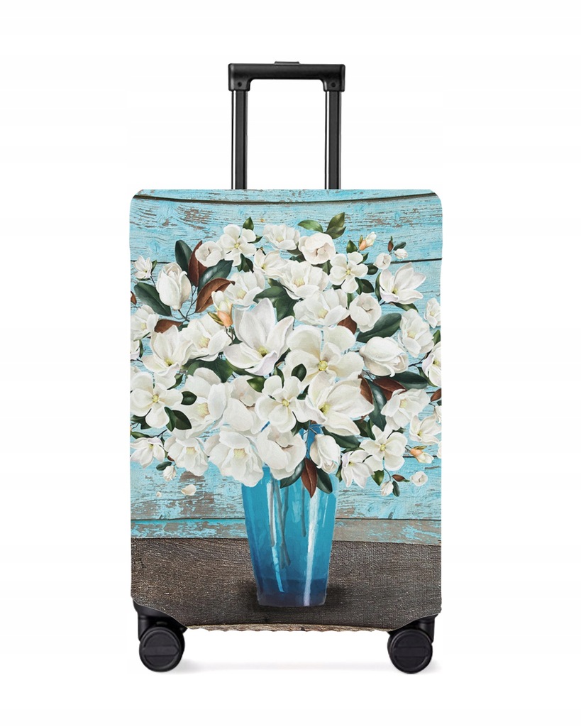 White Magnolia Flower Vintage Wood Grain Luggage