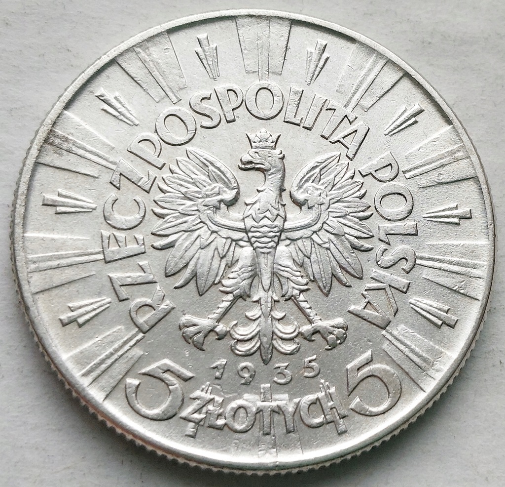 POLSKA - II RP : 5 złotych - JÓZEF PIŁSUDSKI - 1935 - srebro