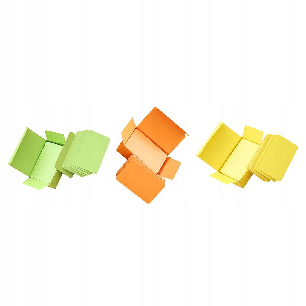 3 pudełka, puste papierowe karty fiszek z indeksem