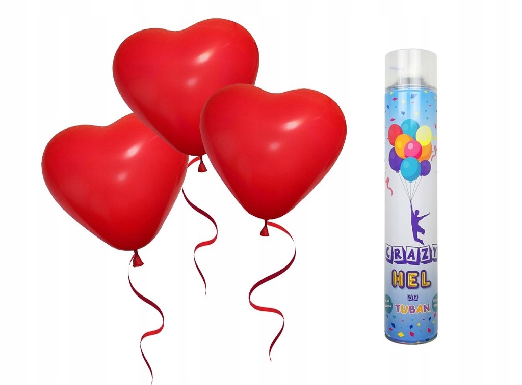 Niespodzianka walentynkowa 3 balony serca + hel