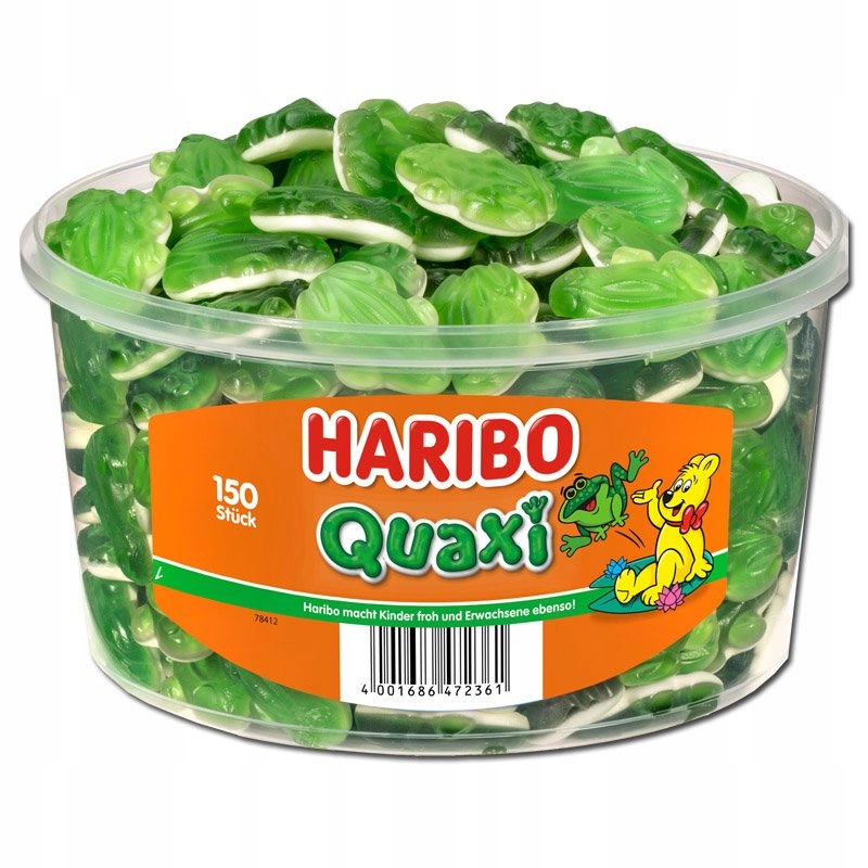 HARIBO ŻABKI Zielone żelki QUAXI 150szt 1050g