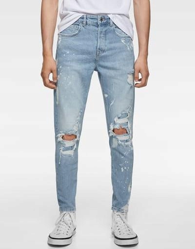 28K005 ZARA__MK4 SPODNIE JEANS RIPPED__W32