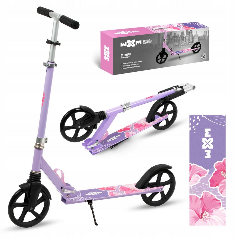 WXM HULAJNOGA MIEJSKA SKŁADANA DUŻA KOŁA 200MM AMORTYZATOR Driff Hibiscus