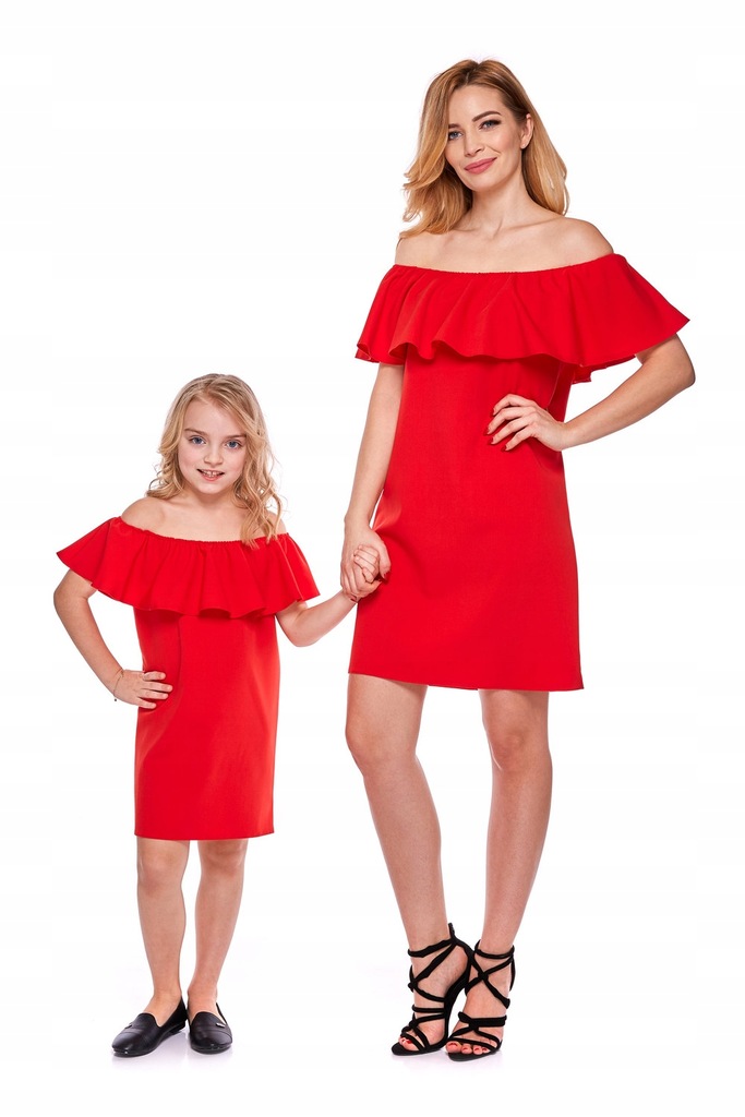 zestaw sukienek mama i córka hiszpanka czerwona
