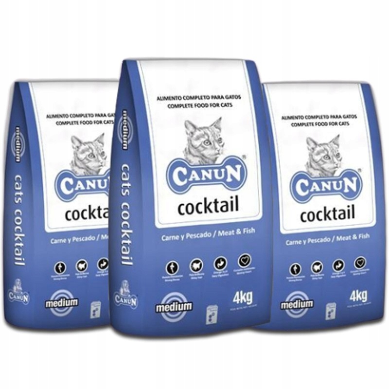 [Zestaw x3] Canun Cats Cocktail 12kg karma dla kot