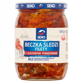 OUTLET Seko Beczka śledzi Filety z suszonymi pomidorami 550 g