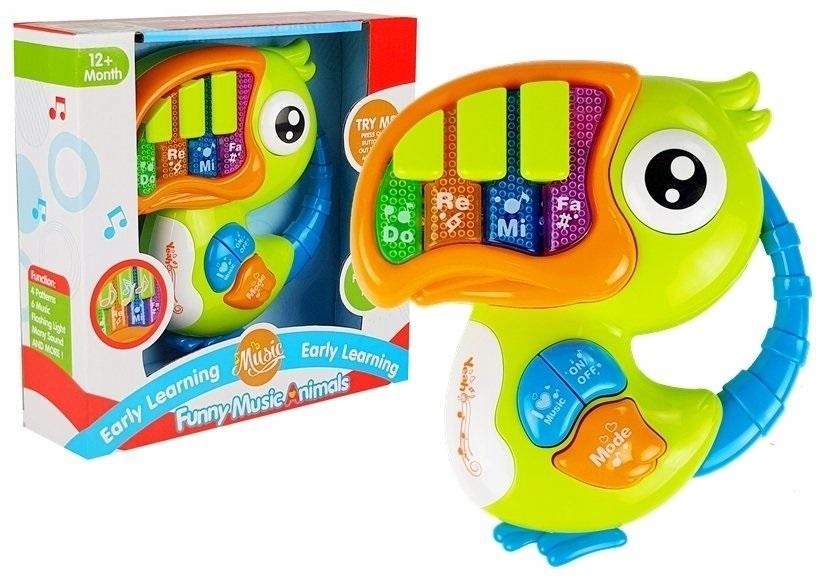 PIANINKO DO RE MI PAPUGA ZIELONE, LEANTOYS