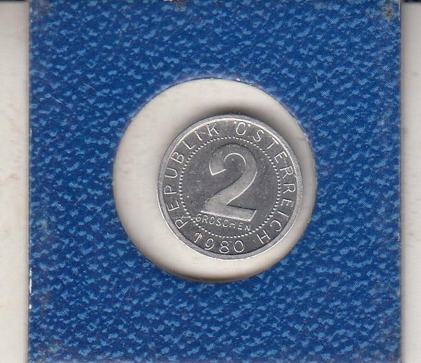 Austria 2 groschen 1980 proof