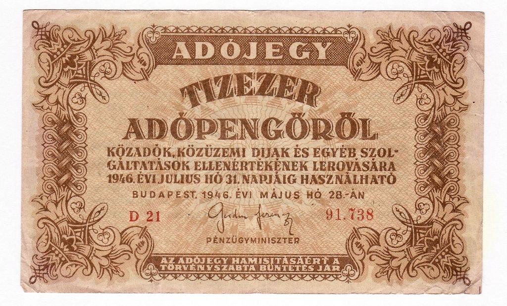 # Węgry 10000 adopengorol (1946) F /k26
