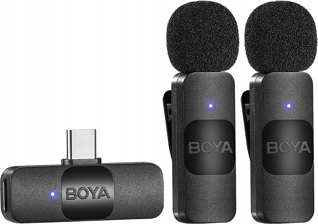 BEZPRZEWODOWY MINI MIKROFON BOYA BY-V2 DO ANDROID USB C Z KLIPSEM ZASIĘG 50