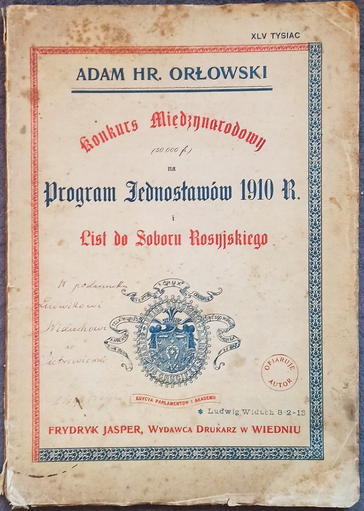 Adam Hr. Orłowski - konkurs międzynarodowy 1910