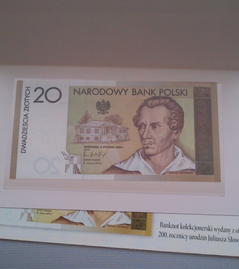 Banknot 20 zł 2009 r J,Słowacki JS 0008584