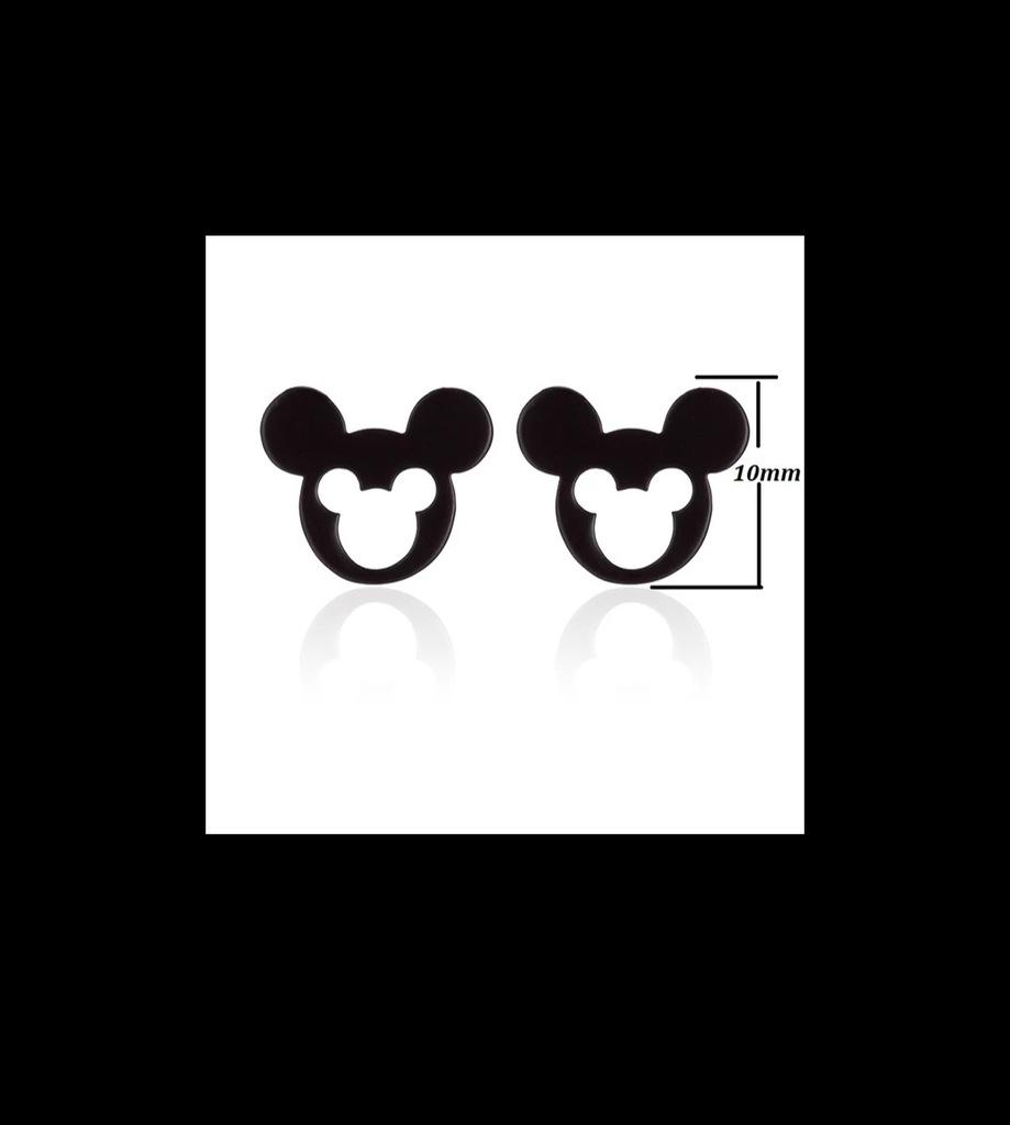 Czarne kolczyki myszki, myszka Mickey