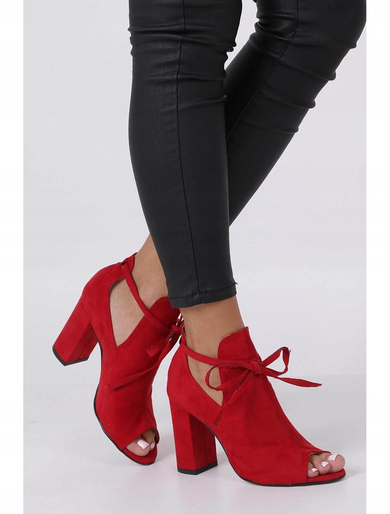 WIOSENNE BOTKI ODKRYTE PALCE WIĄZANE NA SŁUPKU r39 - 7929441005