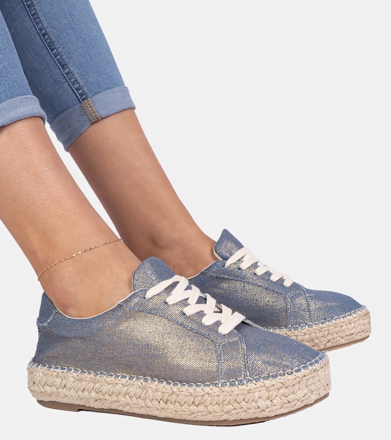 Niebieskie błyszczące espadryle Werkato rozmiar 39